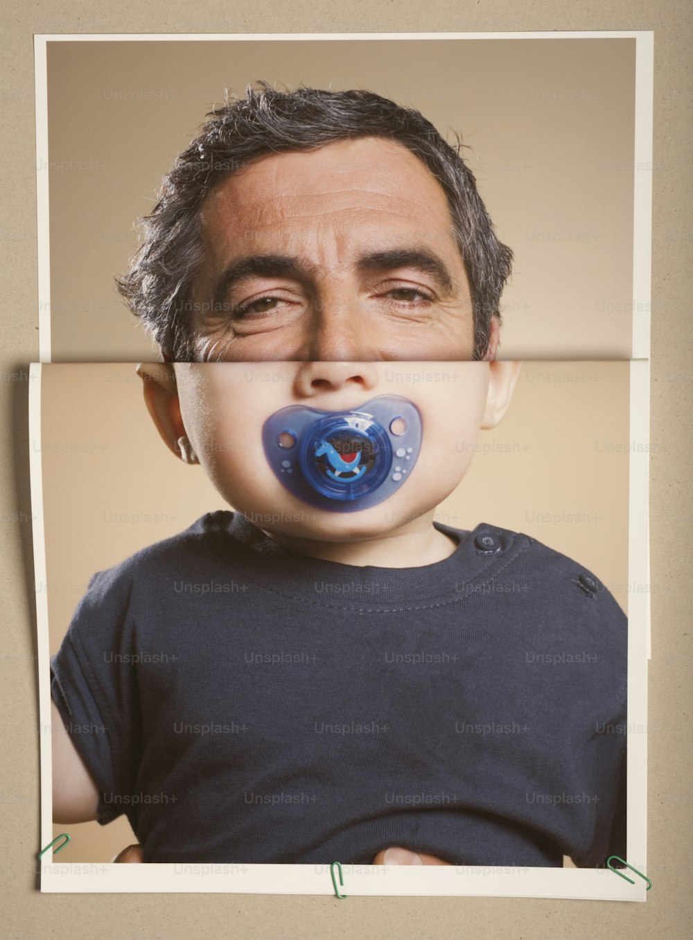 a man with a pacifier in his mouth
