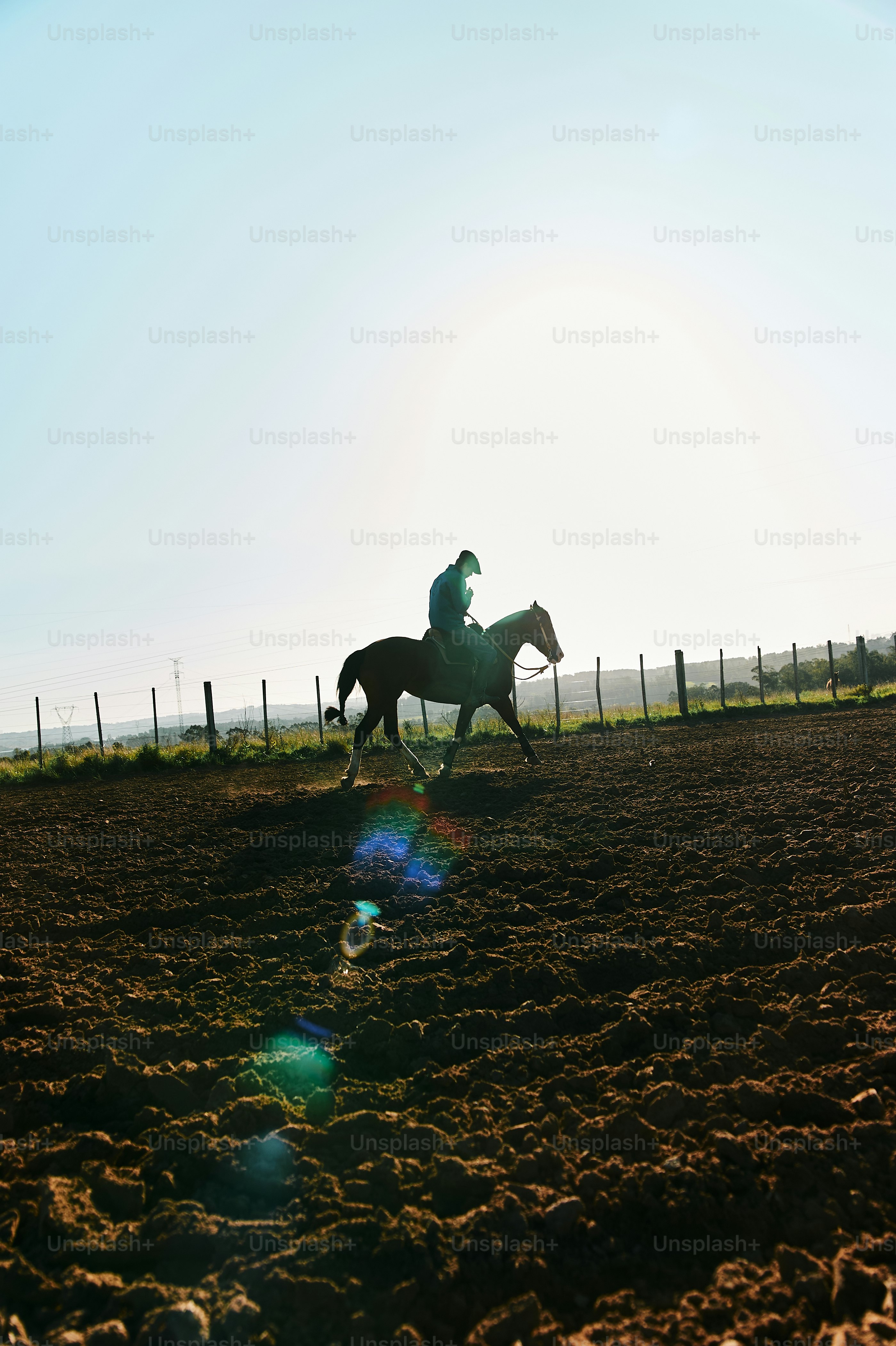 a man riding on the back of a brown horse