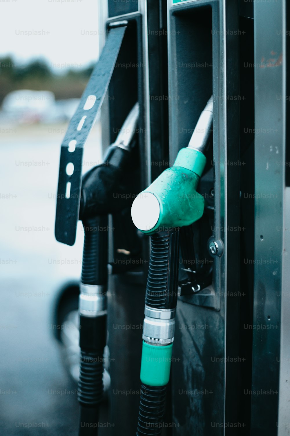 a gas pump with a hose attached to it