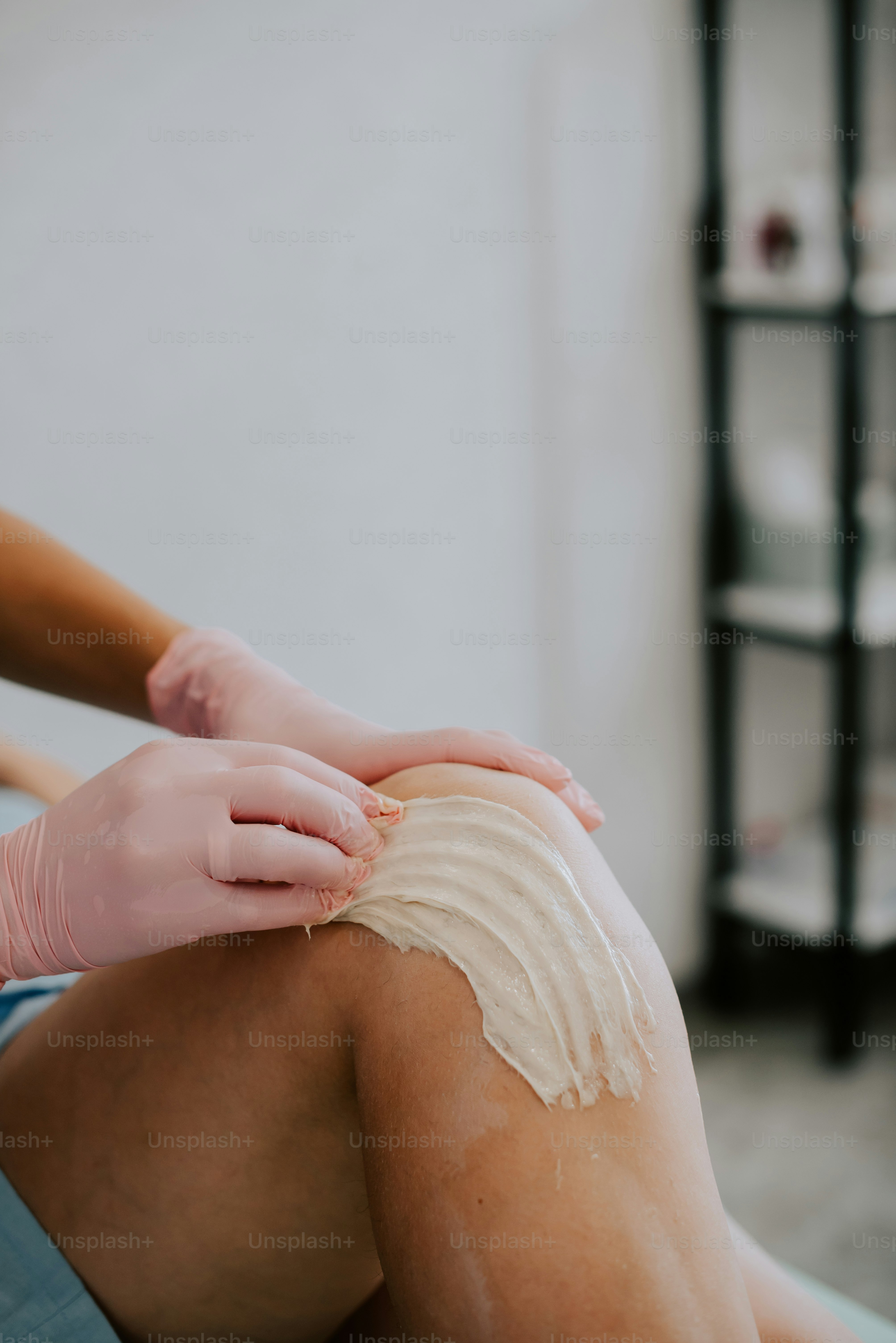 a person with a bandage on their knee