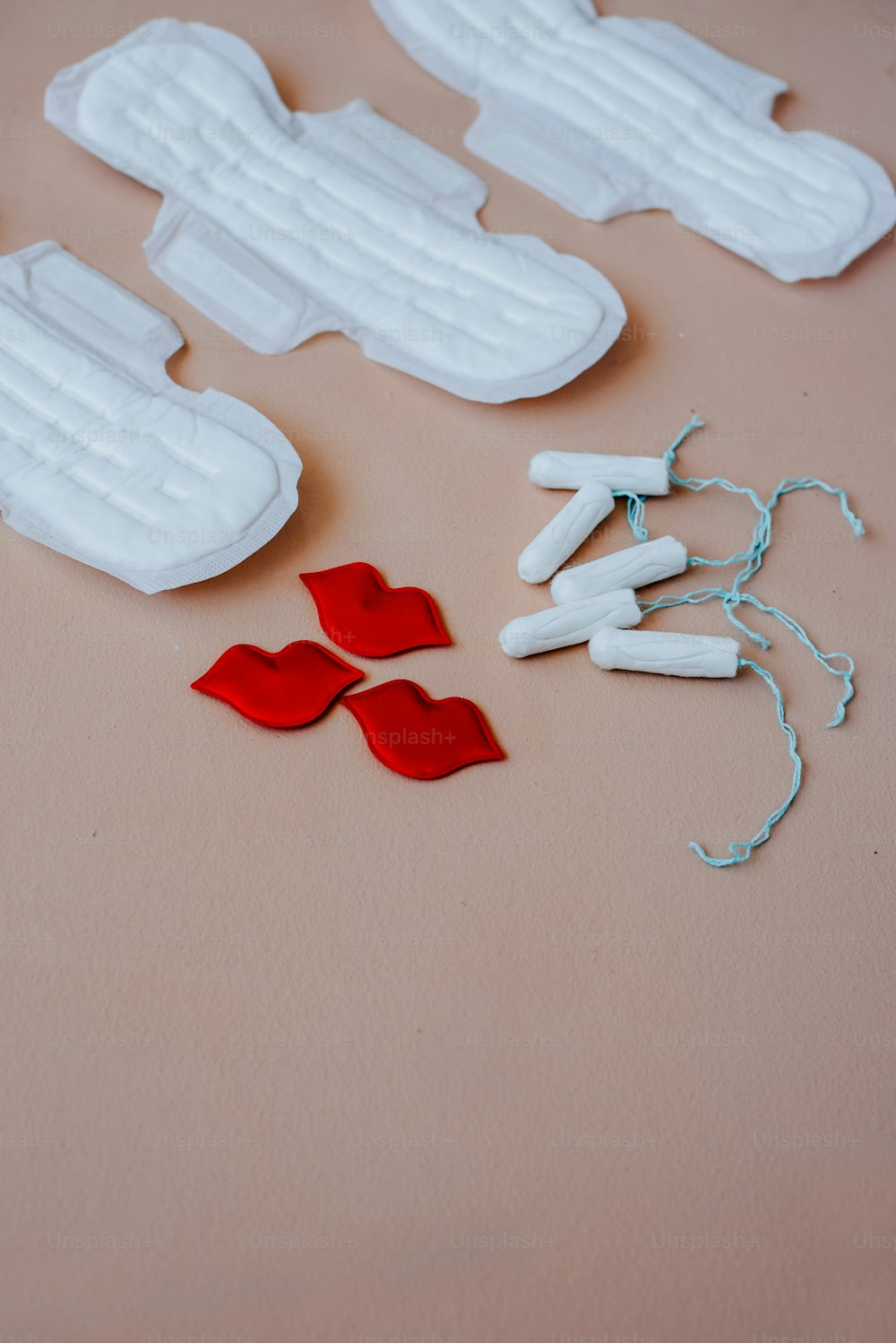 a group of pieces of plastic sitting on top of a table