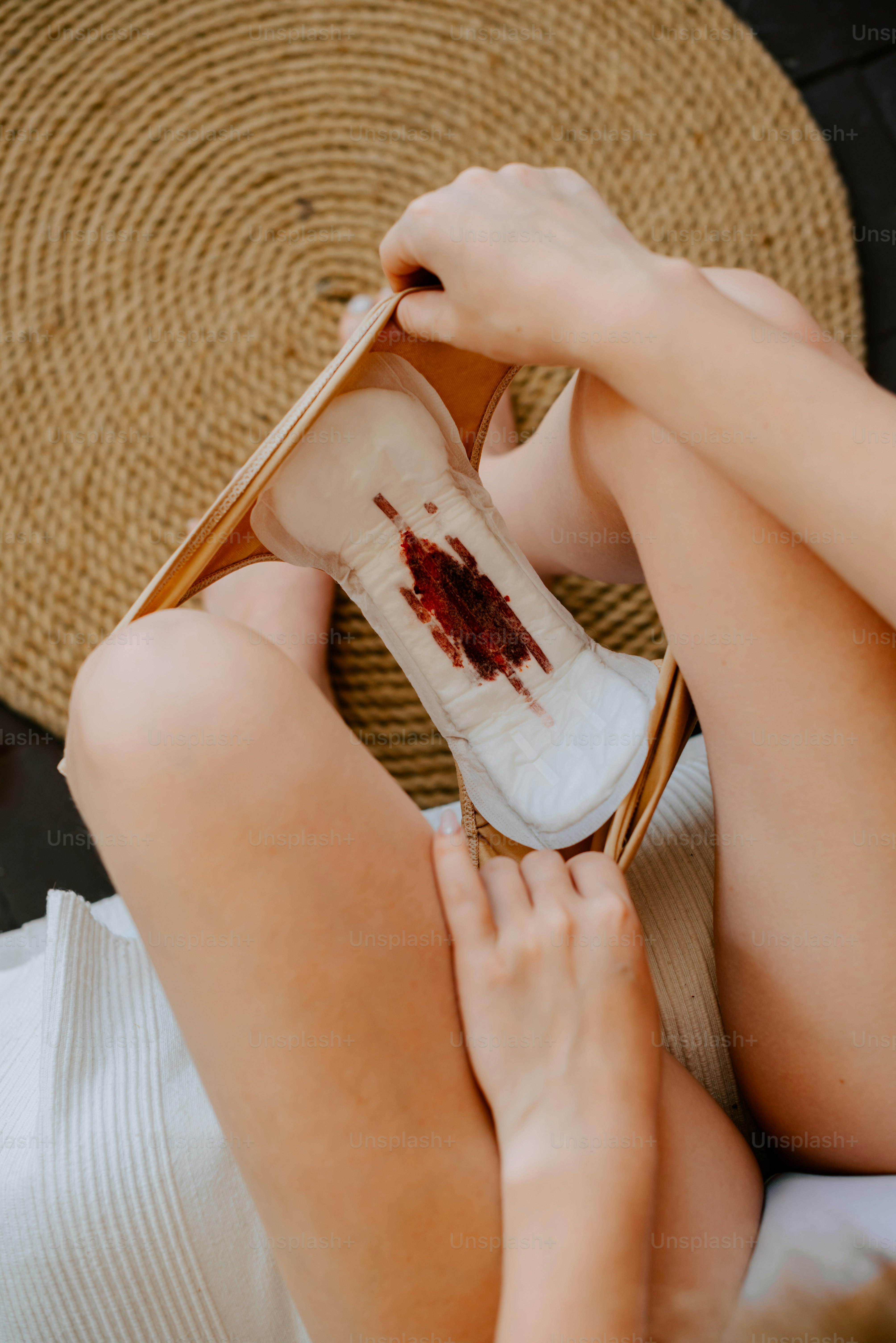 Used sanitary towel with blood