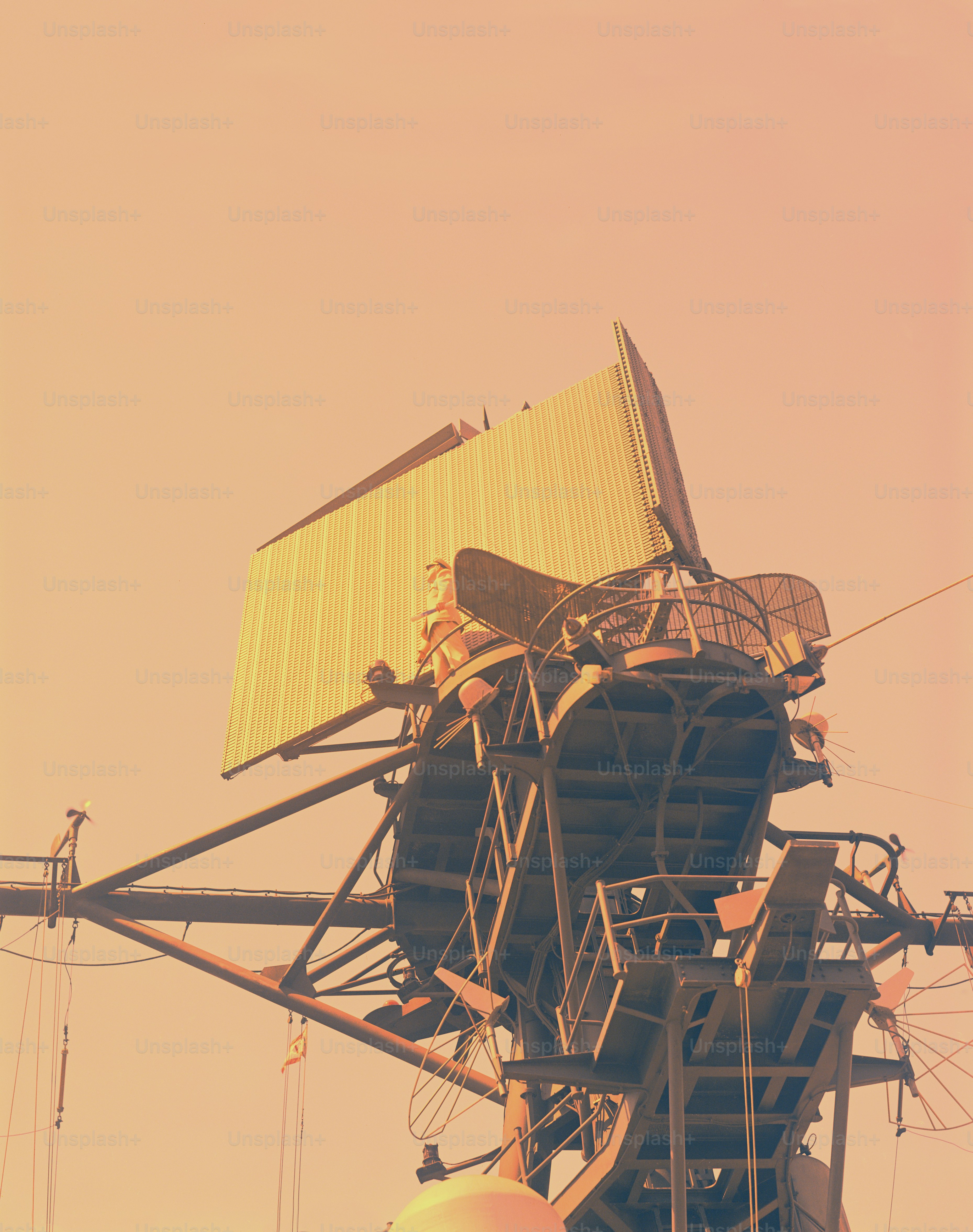 a very tall tower with a lot of things on top of it