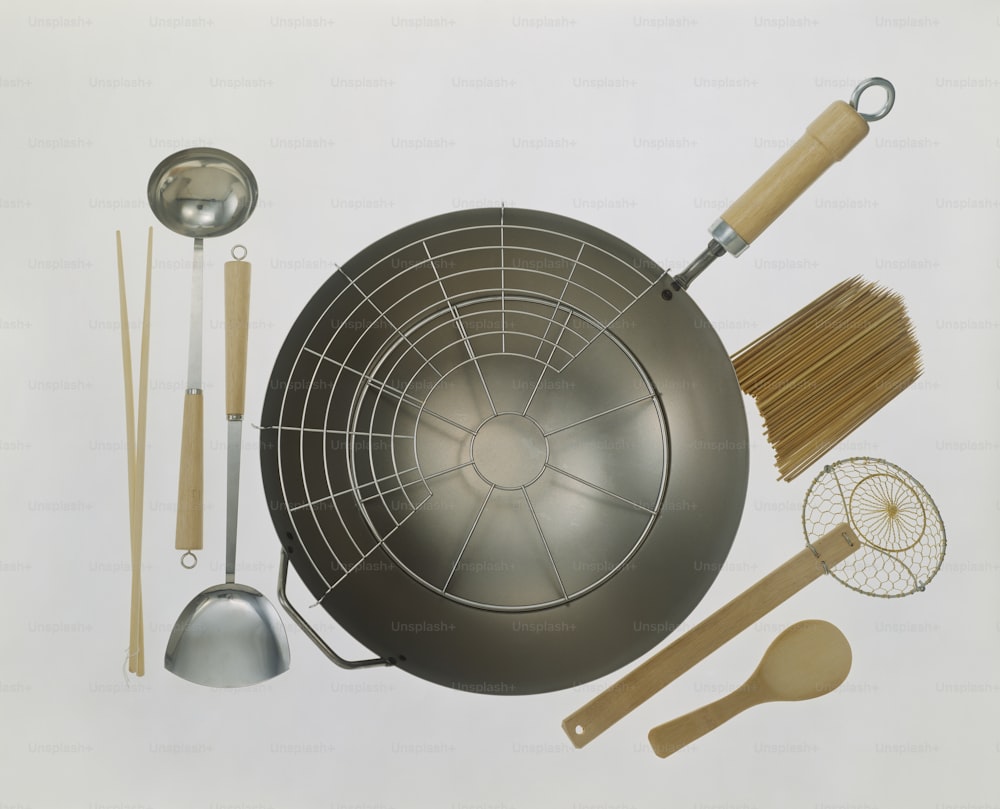 a variety of kitchen utensils and cooking utensils