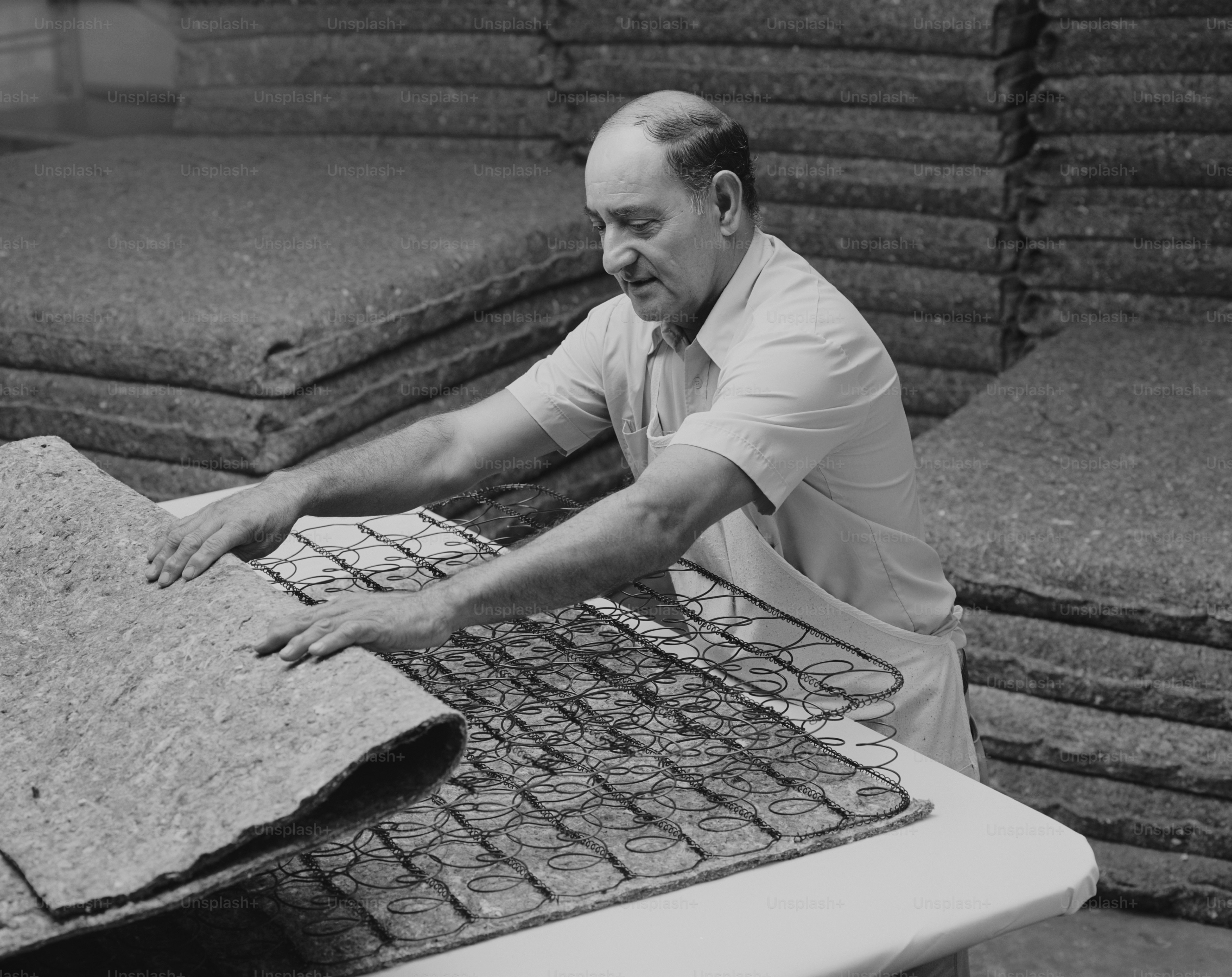 a man that is sitting down with a rug