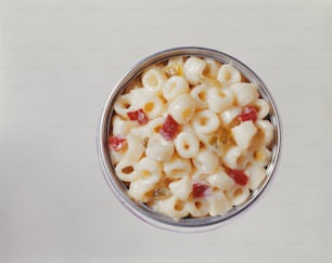 a close up of a bowl of macaroni and cheese