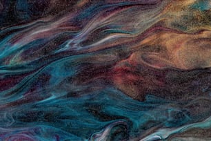 Una pintura abstracta de diferentes colores y formas