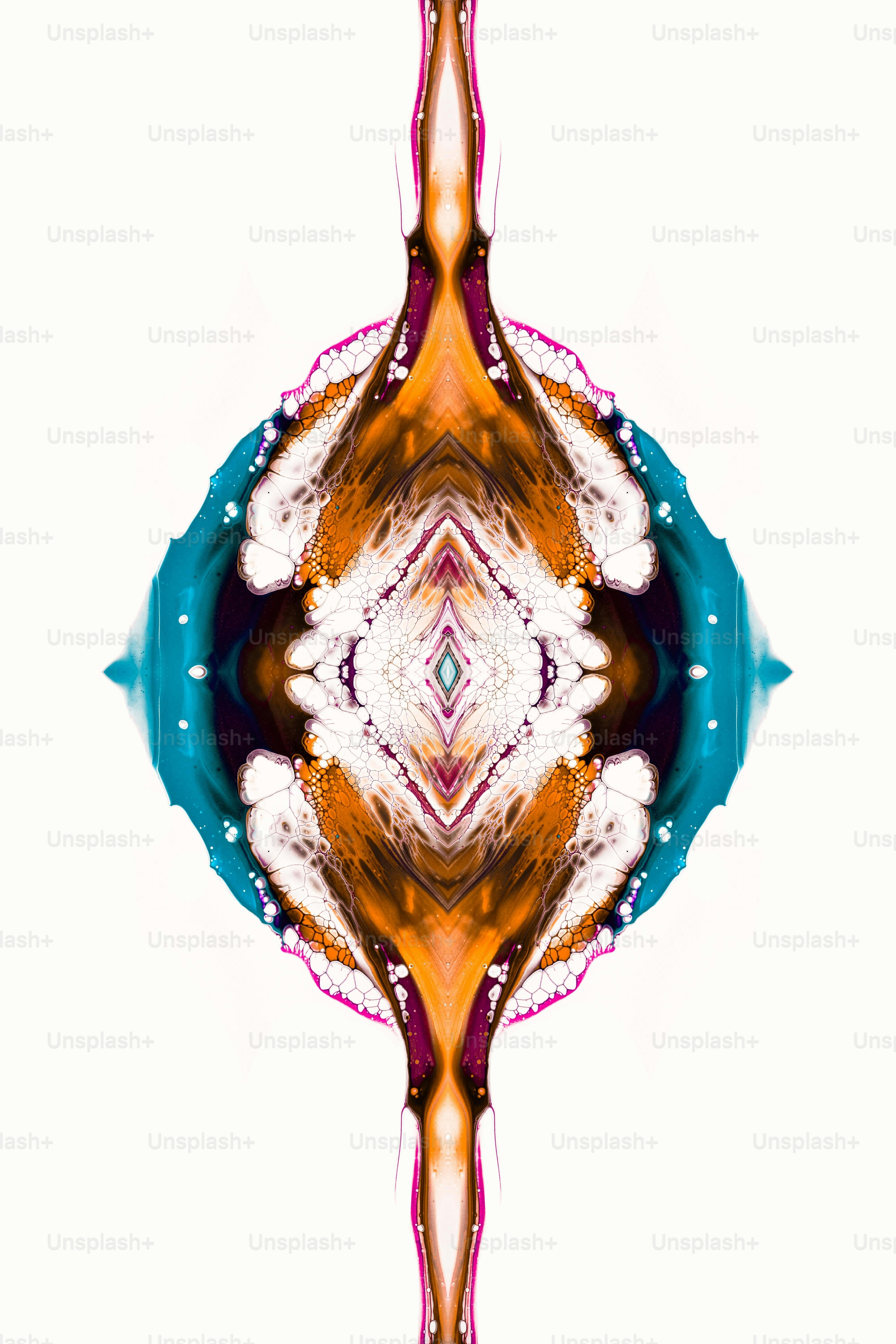 an abstract image of a red, white, and blue flower