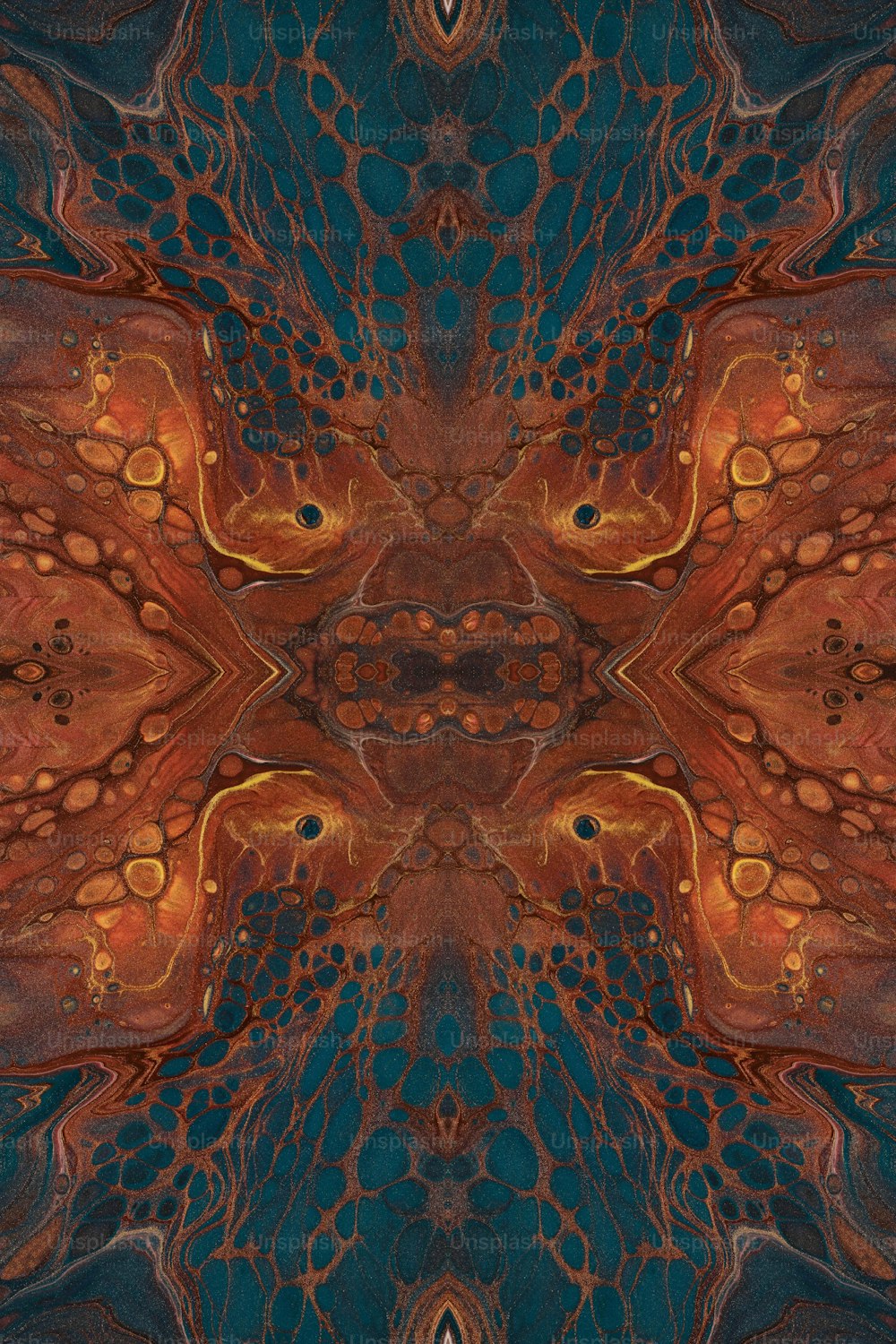 uma imagem de um design abstrato composto de cores laranja e azul