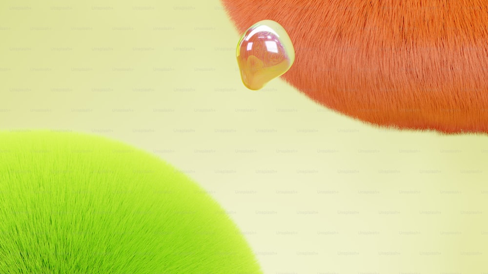 Un primer plano de un objeto verde y naranja