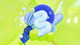 un oggetto blu e verde con bolle e bolle