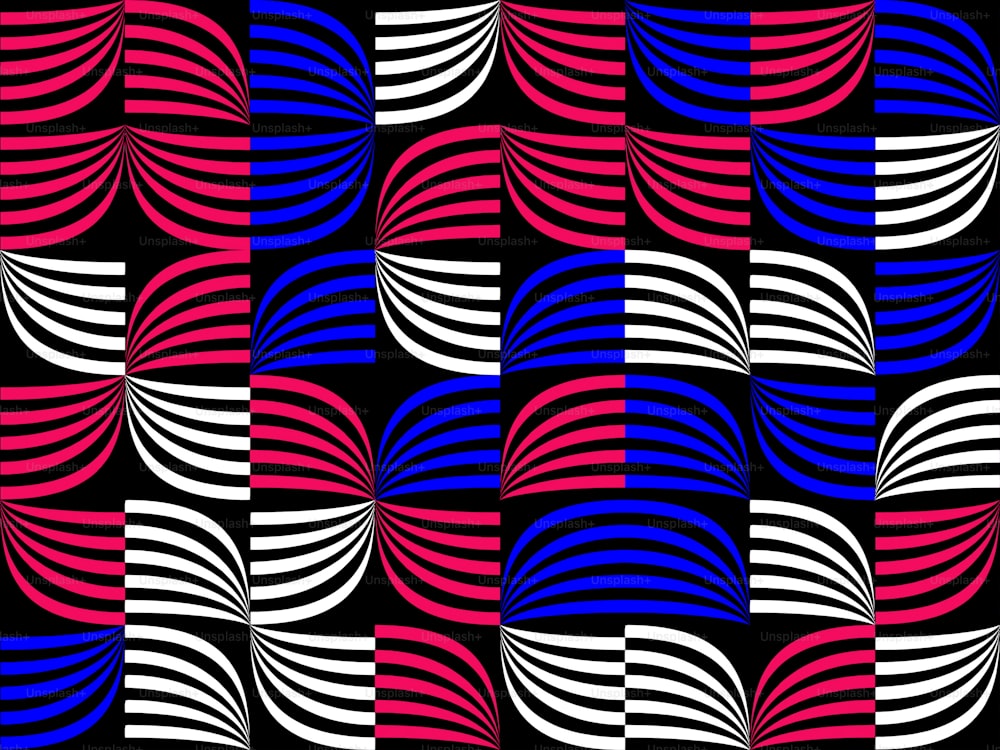 ein schwarzer Hintergrund mit roten, weißen und blauen Wellen