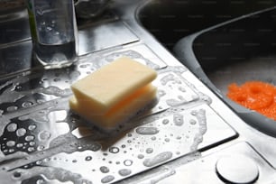 a piece of soap sitting on top of a sink