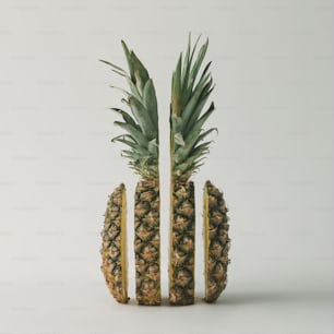 Sliced pineapple on bright background. Minimal fruit concept.