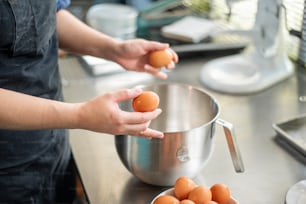 Beautiful woman is making bakery