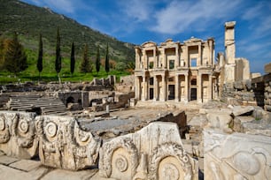 Celsus Library in the Roman ruins of Ephesus in Turkey