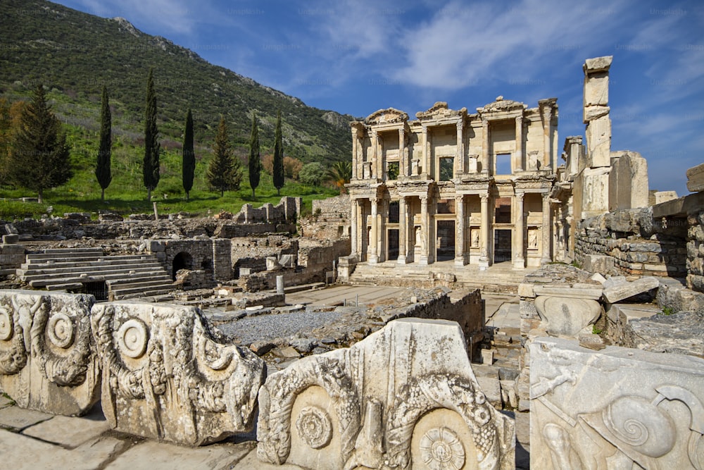 Celsus Library in the Roman ruins of Ephesus in Turkey