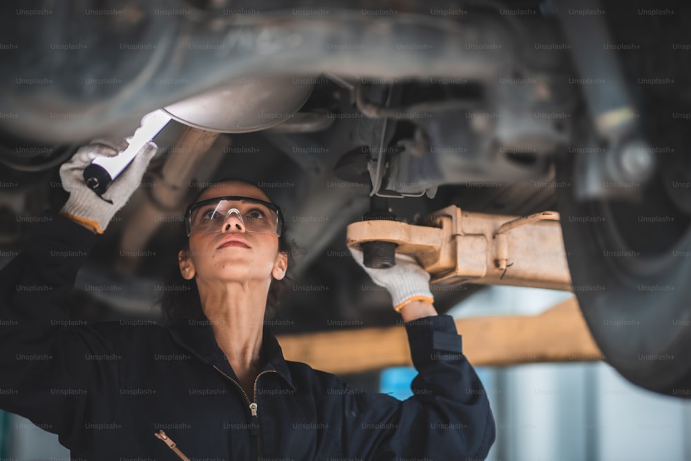 background of mechanic working about auto car engine service, technician having automotive job to maintenance or repair automobile in motor garage, business industrial auto car engine