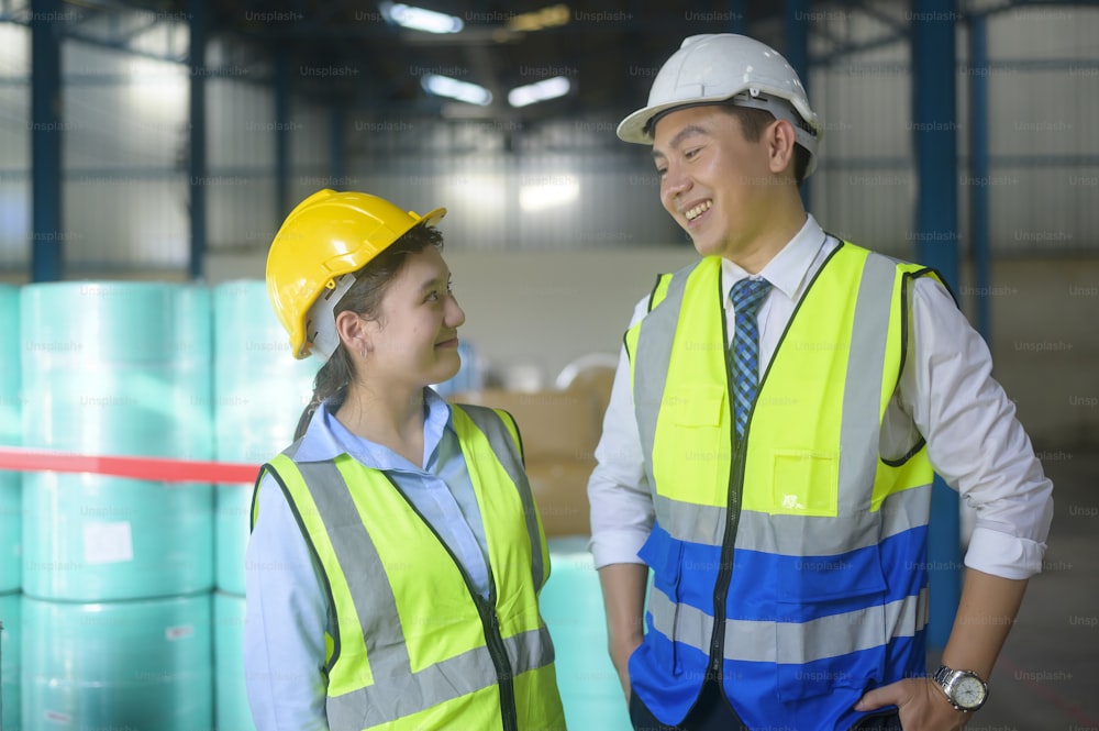 Engineer people are wearing  protective mask working in warehouse