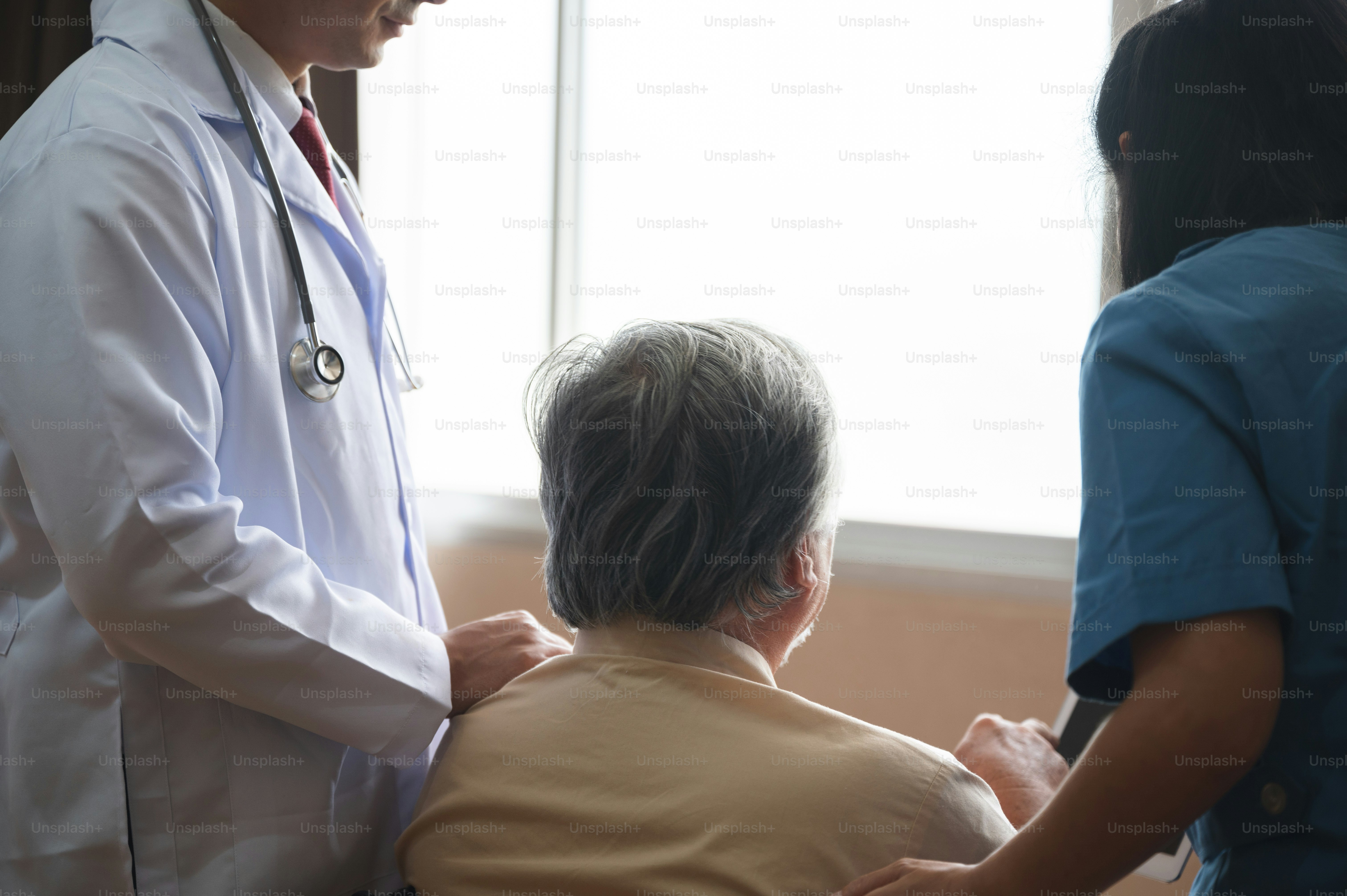 health insurance concept, Elderly patients living in hospital for medical checking by professional doctor and support by nurse, medicine health care for senior person