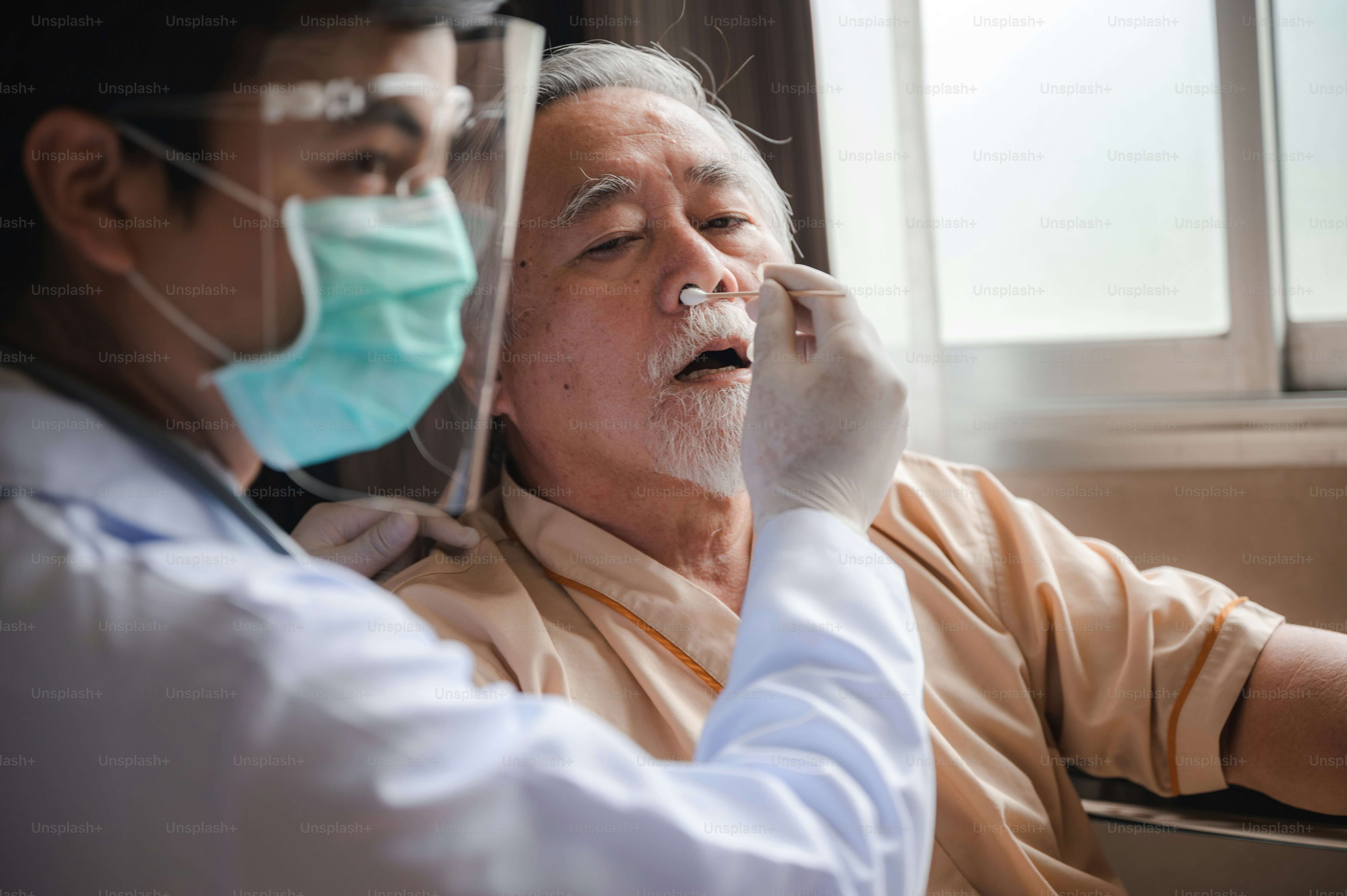 health insurance concept, Elderly patients living in hospital for medical checking by professional doctor and support by nurse, medicine health care for senior person