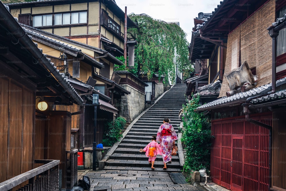 Kyoto, Japan Culture Travel - Asian traveler wearing traditional Japanese kimono walking in Higashiyama district in the old town of Kyoto, Japan.