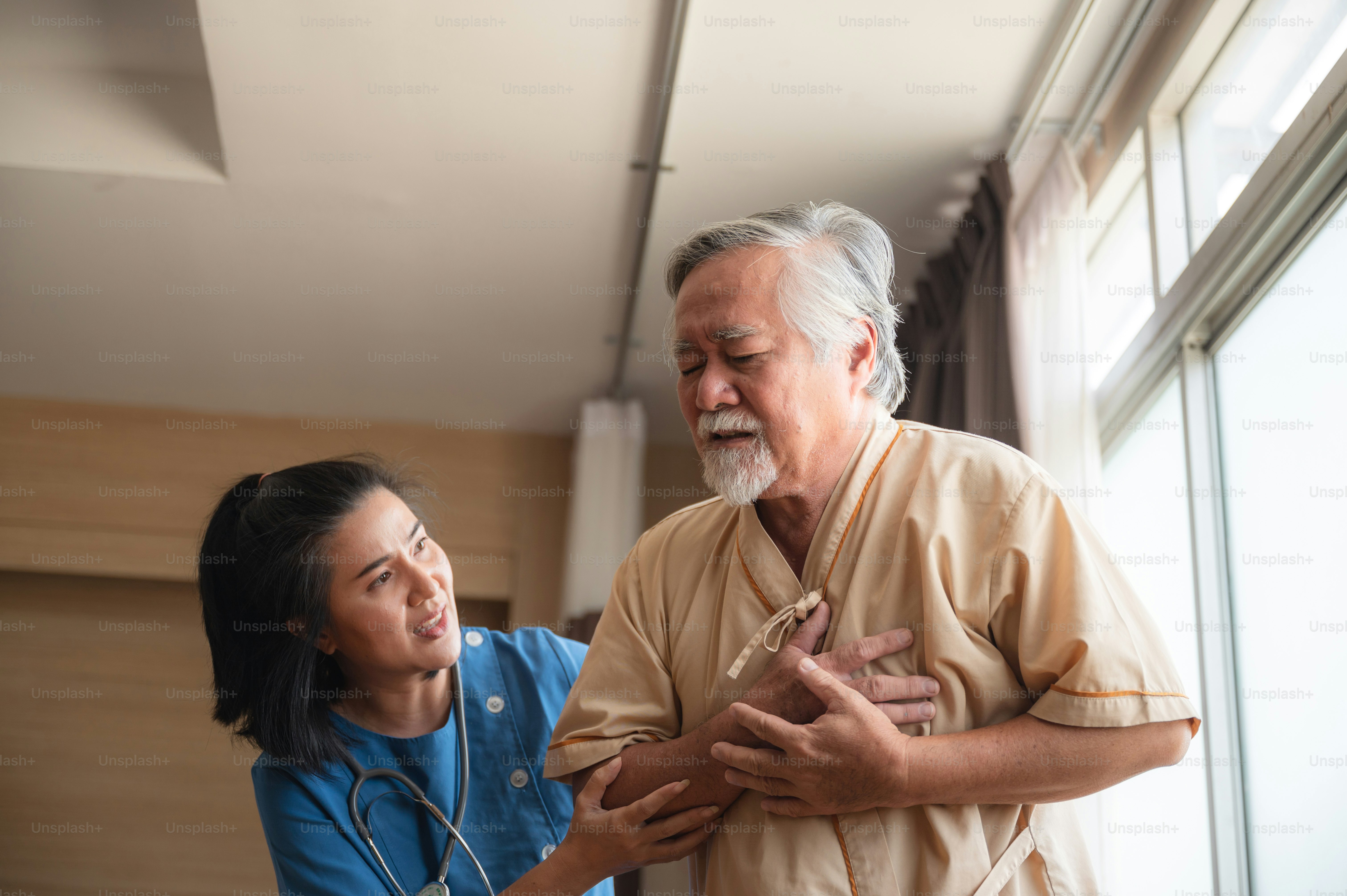 health insurance concept, Elderly patients living in hospital for medical checking by professional doctor and support by nurse, medicine health care for senior person
