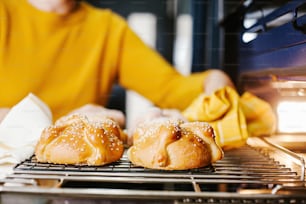 Pan de muerto Traditional mexican bread for day of the dead in Mexico