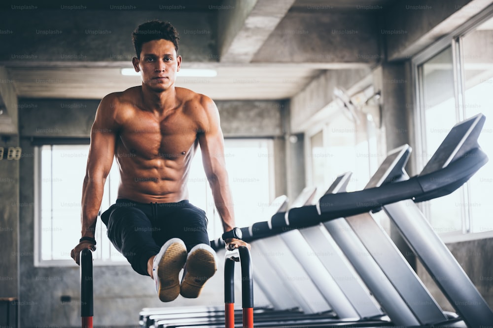 strong man exercising in the sport gym