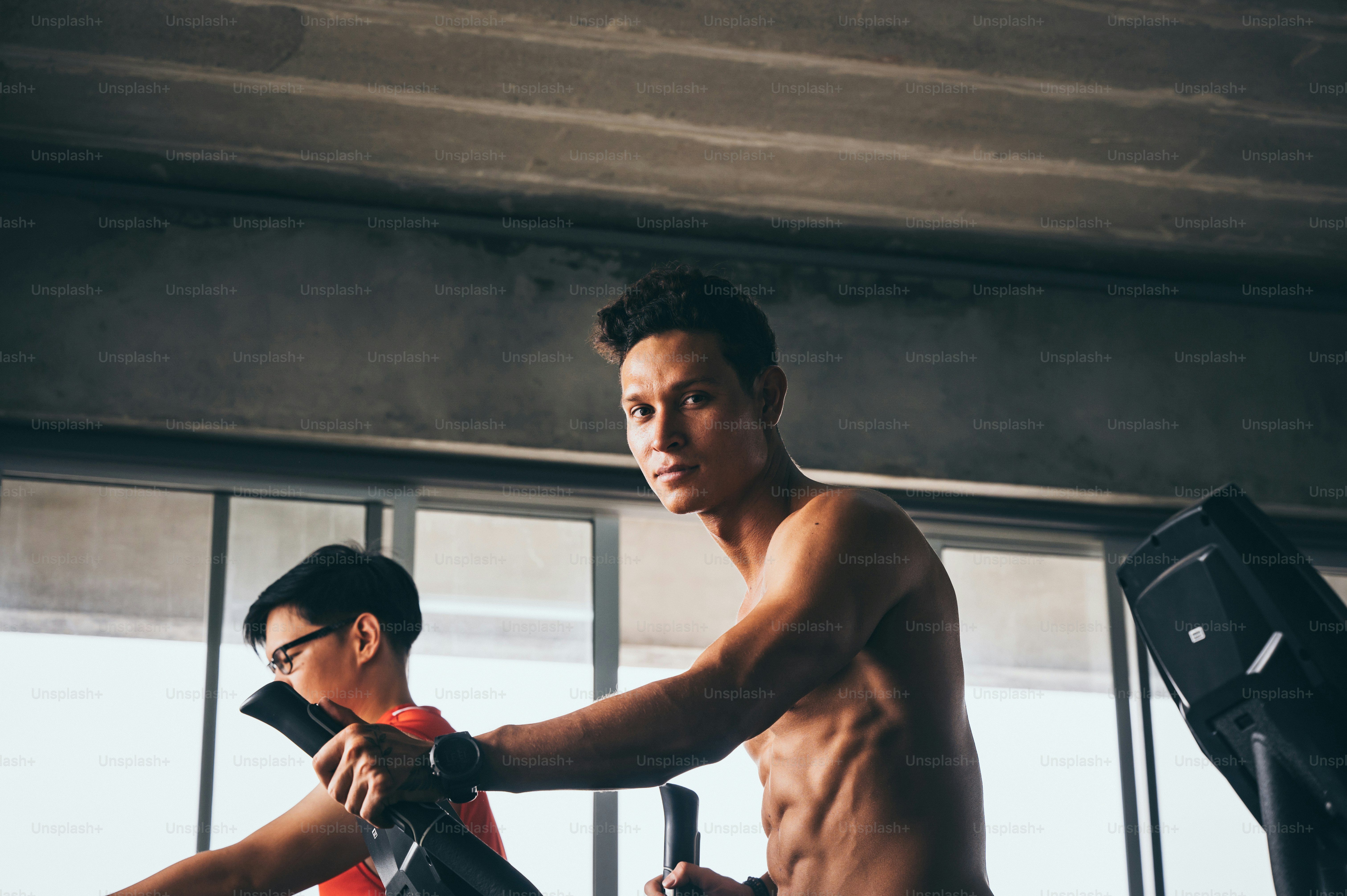 strong man exercising in the sport gym