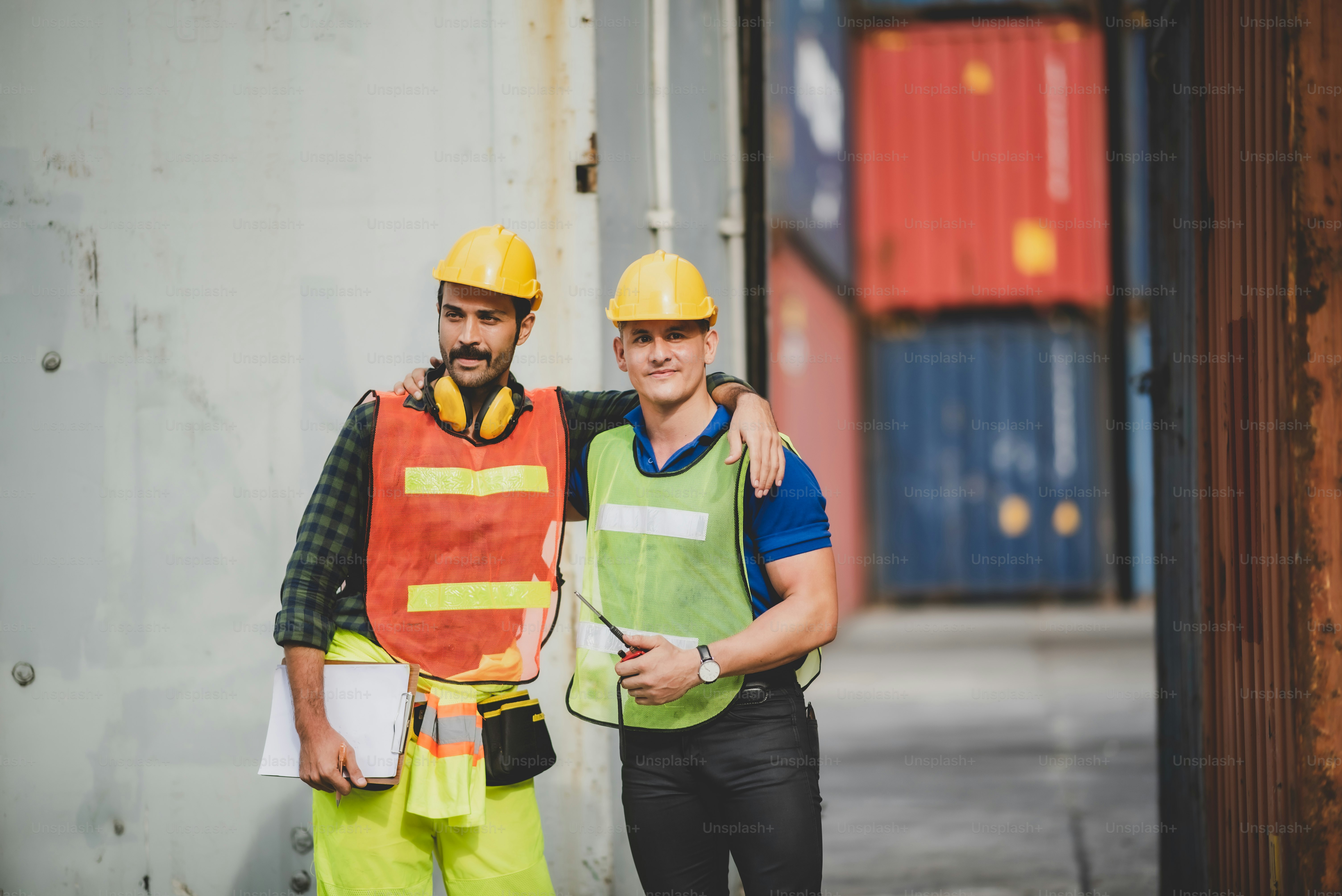Worker teamwork and partner of foreman, engineer, and businessman ...