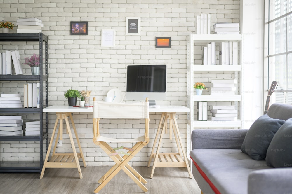 Background of modern workplace home office