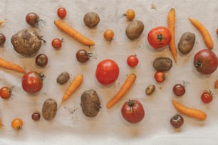 Una mesa cubierta con muchos tipos diferentes de verduras