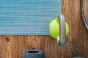 a close up of a yoga mat with a handle