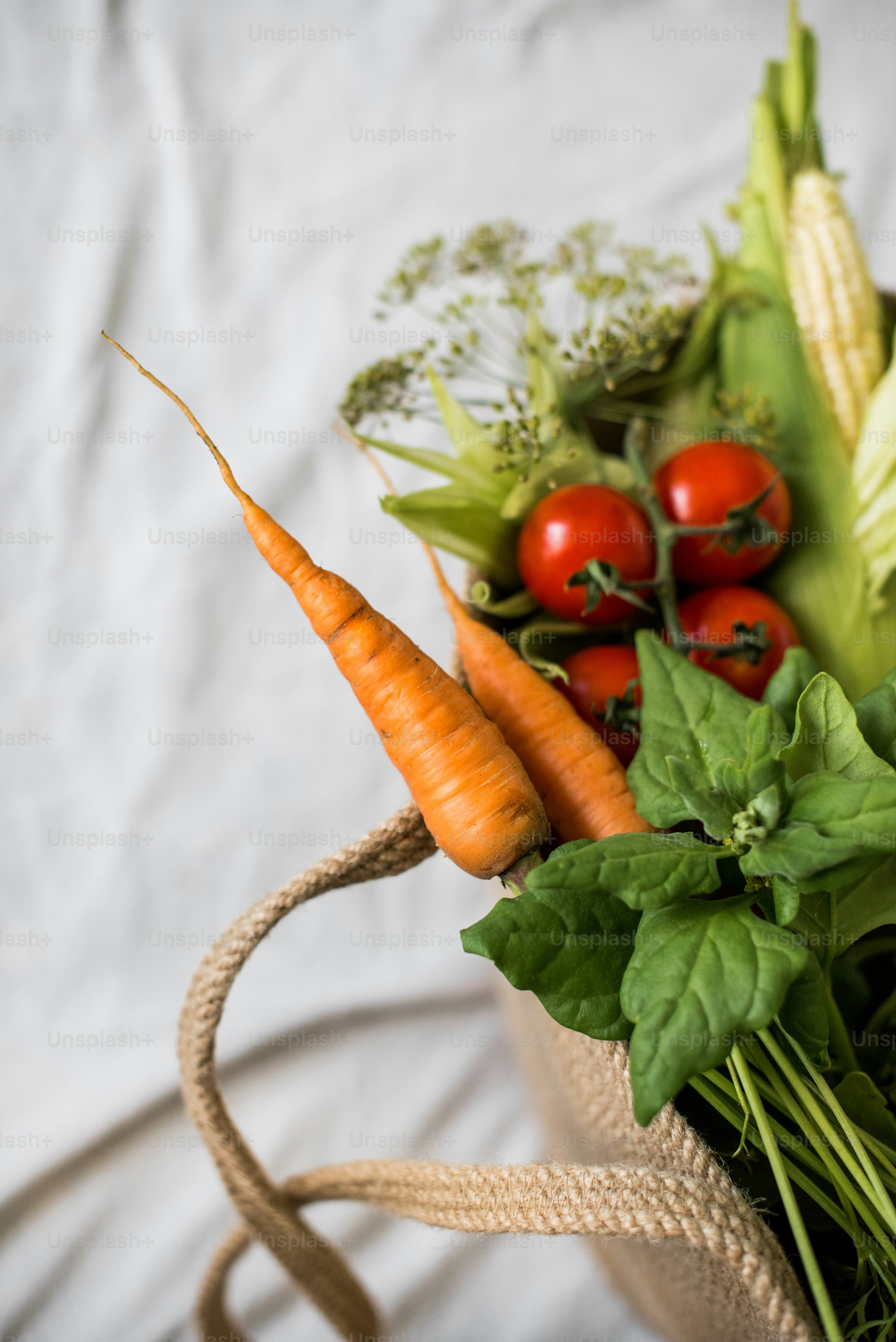 Ein Haufen Gemüse sitzt in einer Tüte