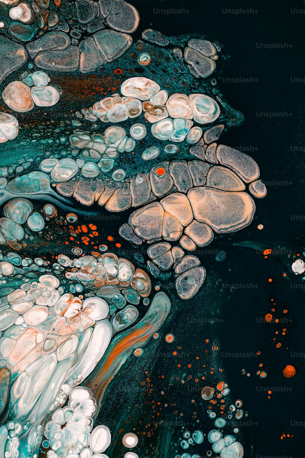 a close up of water and bubbles on a surface