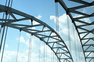 a view of the underside of a bridge