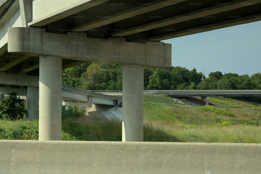 a view of a highway from under a bridge