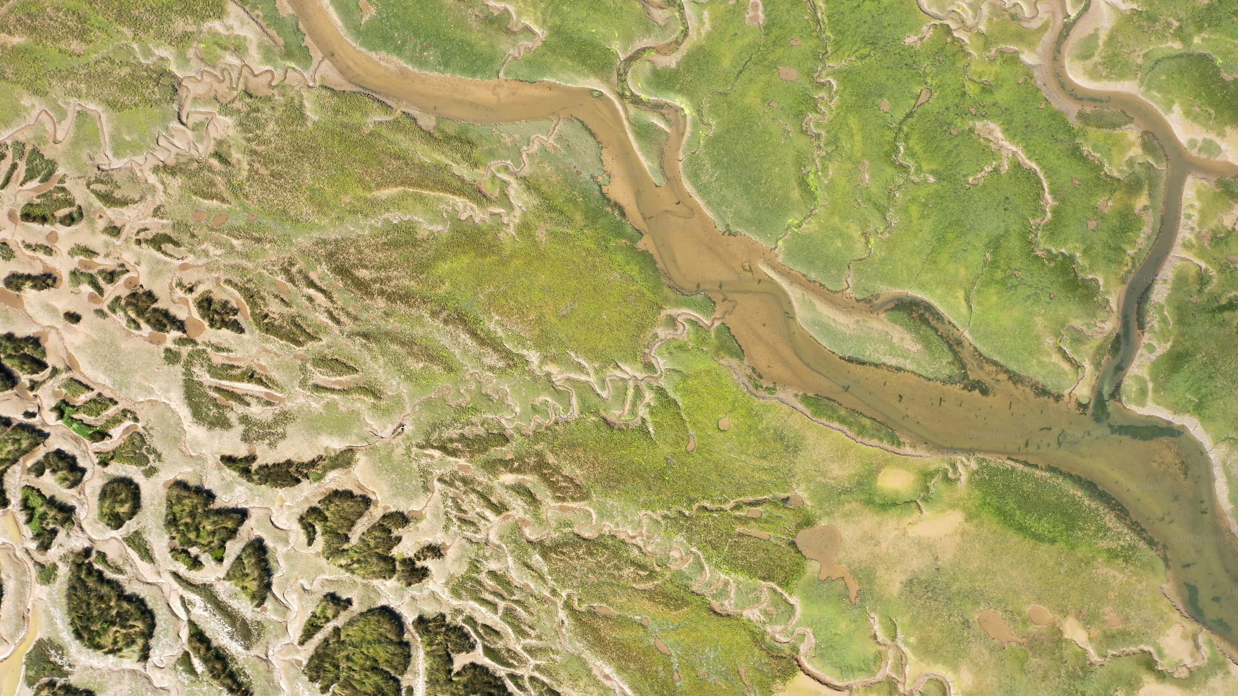an aerial view of a body of water