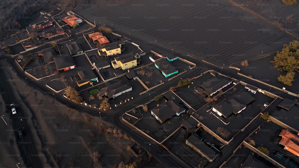 an aerial view of a city with lots of buildings