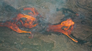 an aerial view of a fire in the ground