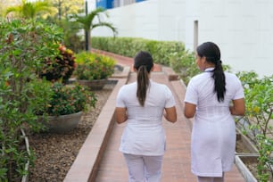 Two physicians walking to their office