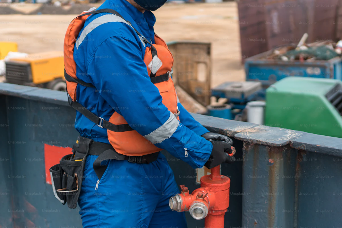 Marine deck officer on ship deck