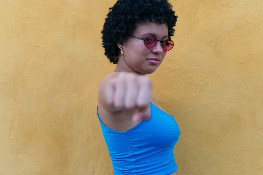 Young Afro Hairstyle Woman With Sunglasses