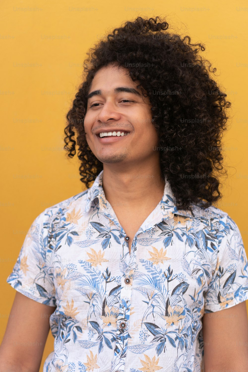 Portrait of man with curly hair