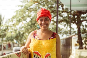 Retrato de mujer caribeña negra.