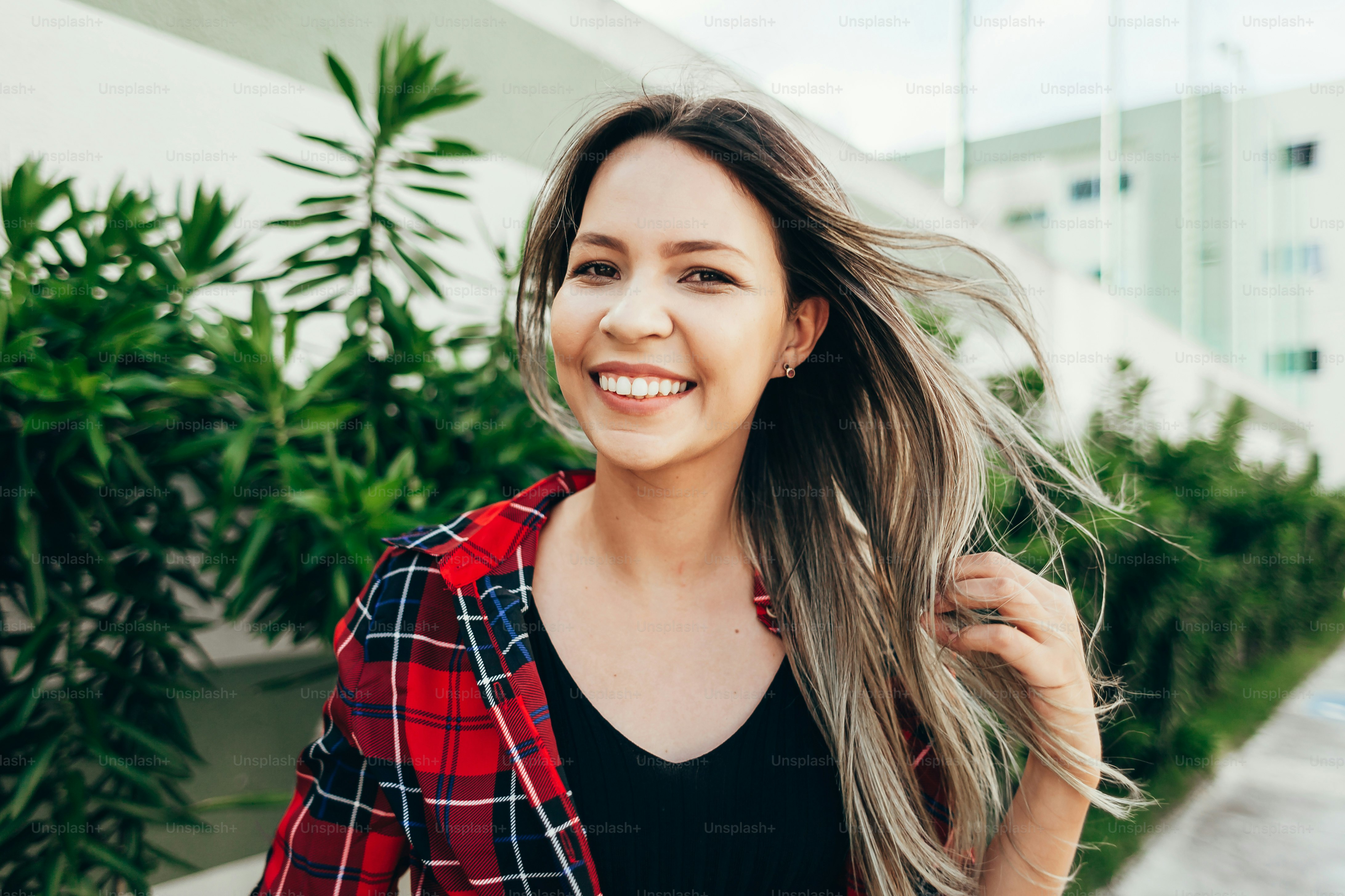 Portrait of beautiful young woman in the city photo – City Image on ...