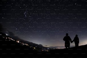 Couple looking at the starry sky