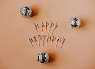 a group of birthday candles sitting on top of a table