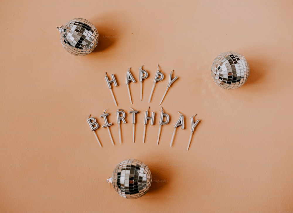 a group of birthday candles sitting on top of a table